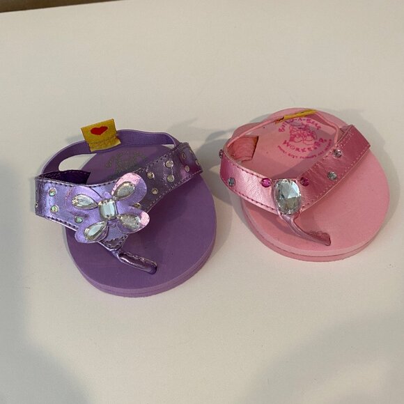 Build-A-Bear Replacement Sandals – Pink & Purple Gem Flip-Flops - Picture 1 of 6